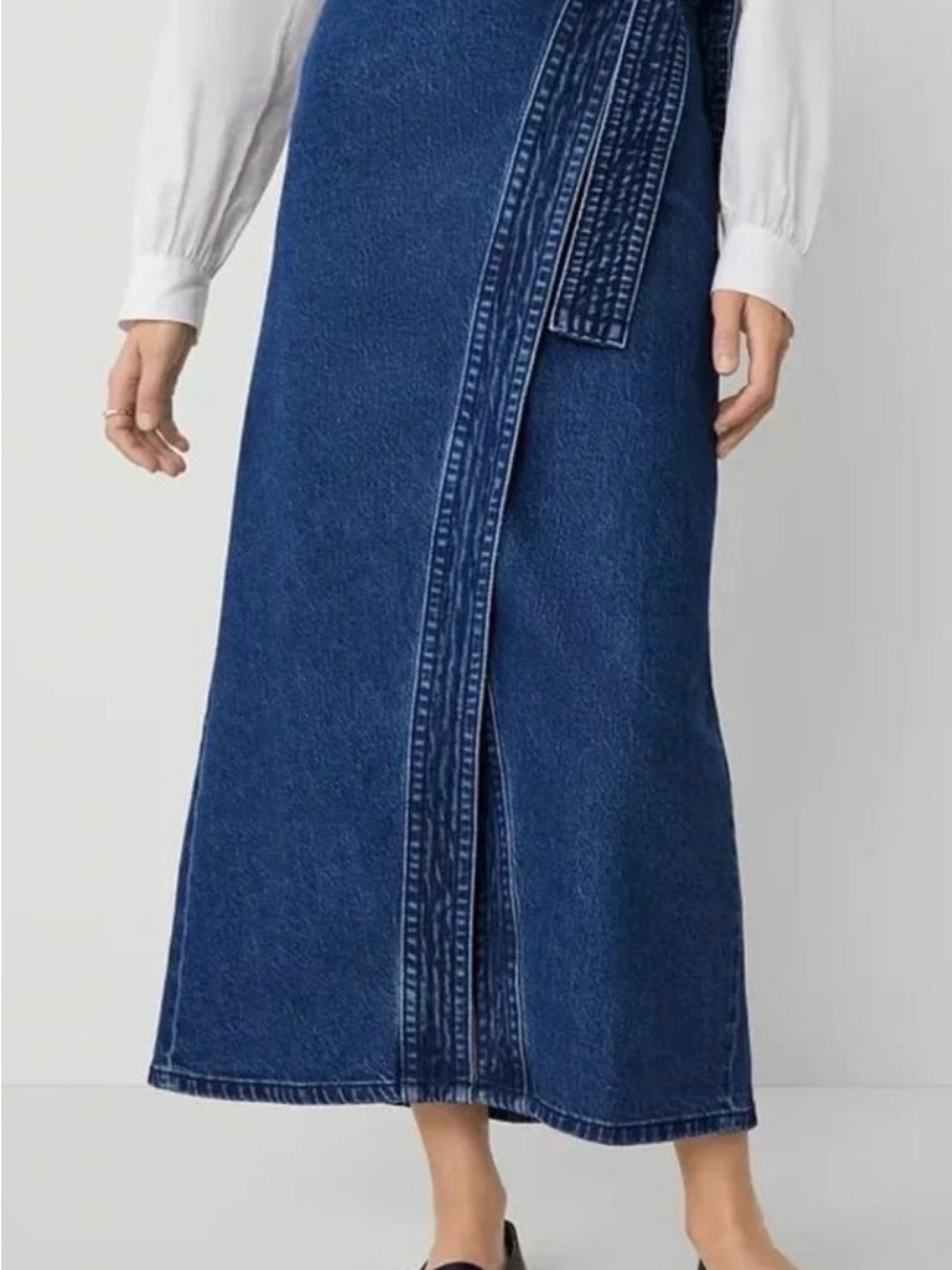 Ann Taylor Denim Wrap Maxi Skirt in Deep Blue 8P